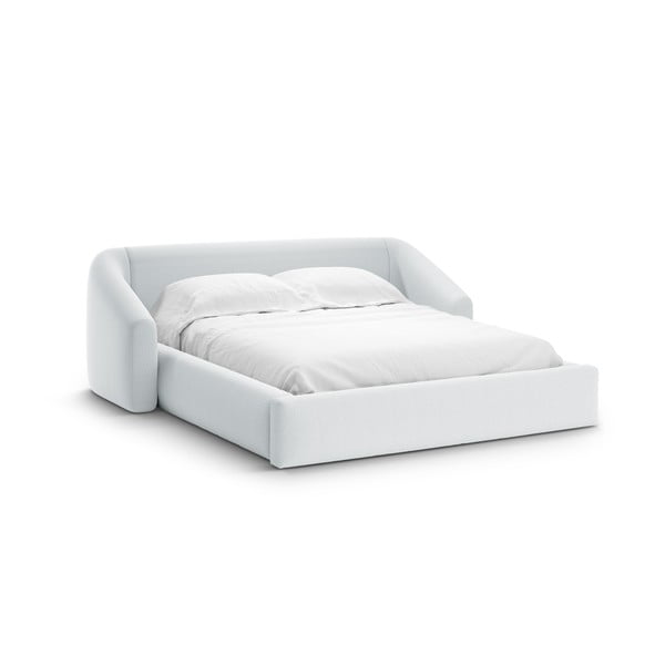 Светлосиво двойно легло 200x200 cm тапицирано с място за съхранение с включена подматрачна рамка Campi – Cosmopolitan Design