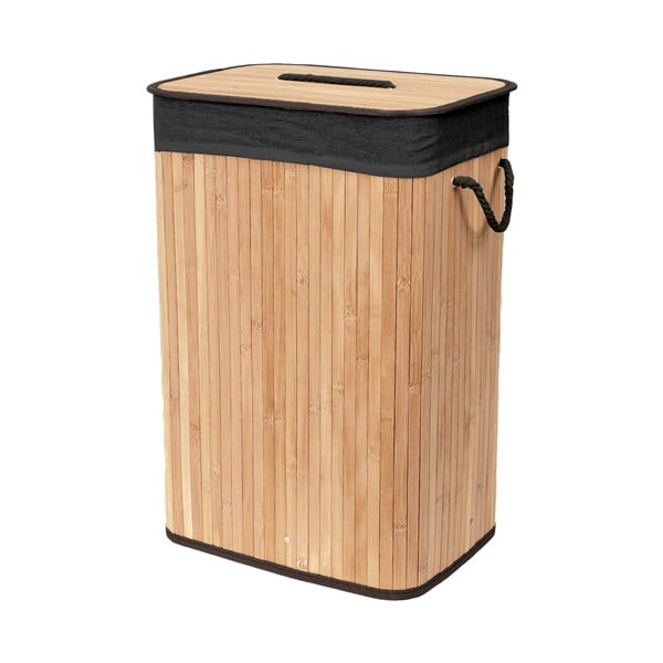 Черен/в естествен цвят бамбуков кош за пране 78 l Bamboo – Compactor