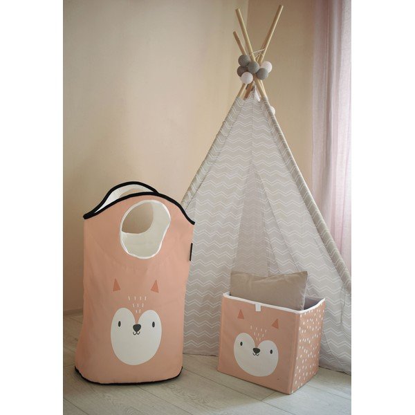 Детска кошница за съхранение от оранжев плат Dots from the Forest - Butter Kings-image-1