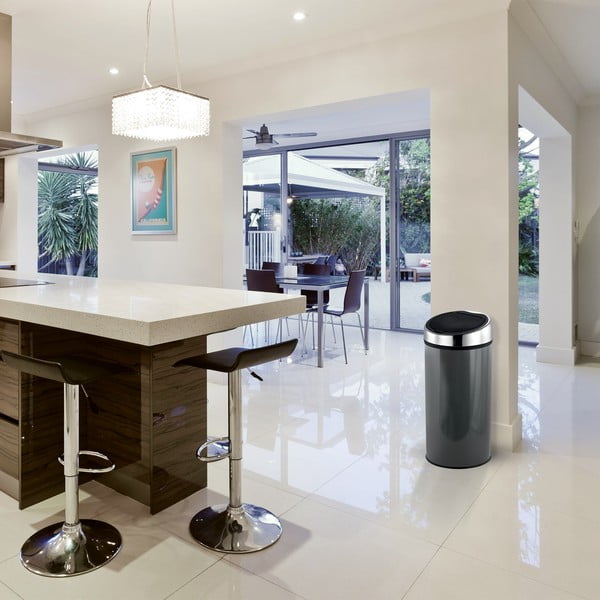 Тъмносиво стоманено кошче за боклук с отваряне с докосване 30 l – MSV-image-1