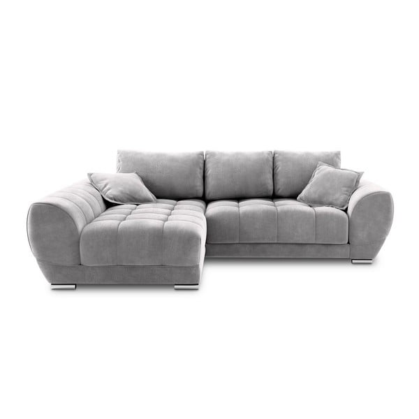 Светлосив ъглов диван с кадифена тапицерия , ляв ъгъл Nuage - Windsor & Co Sofas