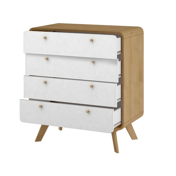 Бял/естествен висок скрин от декор от дъб  80x88 cm Caitlin – Støraa-image-3