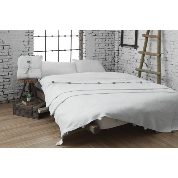 Кремаво покривало за легло от флийс 150x200 cm Pom Pom – Mijolnir-image-1