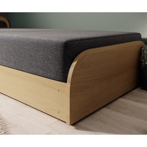 Единично тапицирано легло ПДЧ с място за съхранение с включен матрак в цвят жълта охра тъмносиво 80x190 cm Parys – ELTAP-image-4