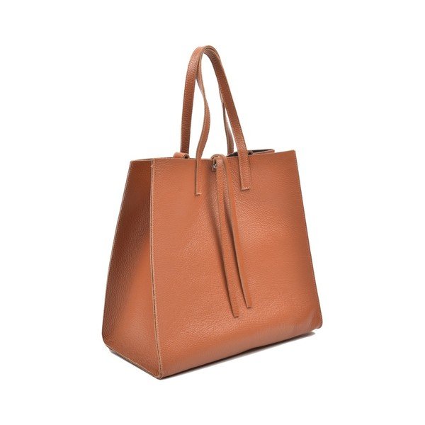 Кафява кожена чанта в цвят коняк Mangotti Vera - Mangotti Bags-image-2