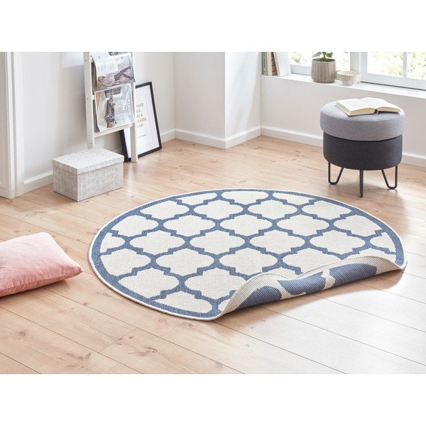 Синьо-кремав килим на открито , ⌀ 200 cm Palermo - NORTHRUGS-image-1