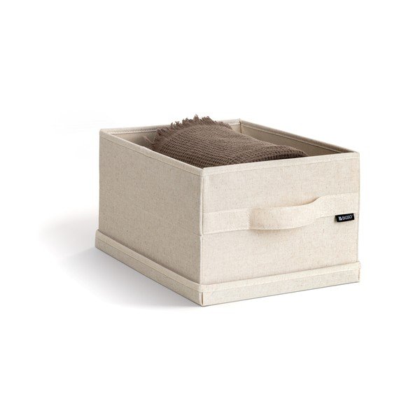 Бежова текстилна кутия за съхранение с капак 27x36x19 cm Soft Storage Small – Bigso-image-2