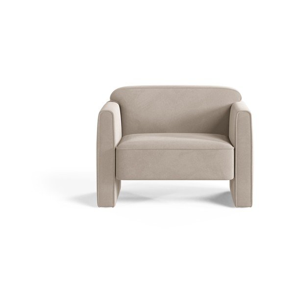 Бежово кадифено кресло Abby – Micadoni -image-1