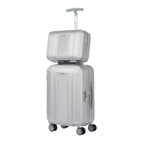 Set kosmetického kufříku a kufru na kolečkách ve stříbrné barvě Murano Spider