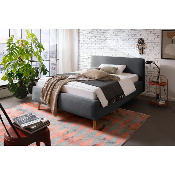 Антрацитно единично легло 120x200 cm тапицирано без ламелно дъно Mattis – Meise Möbel-image-1