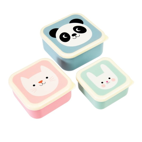 Комплект от 3 кутии за закуски Panda, Cat, Rabbit Miko and Friends - Rex London