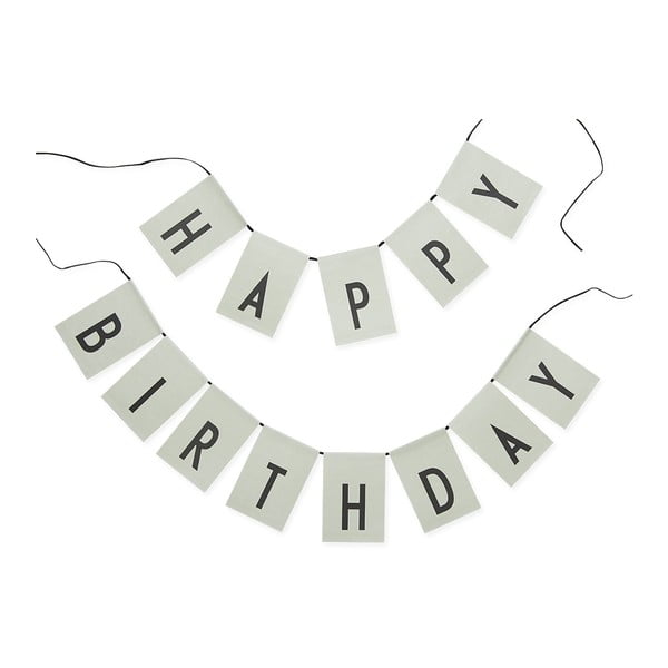 Светлозелена гирлянда Честит рожден ден - Design Letters