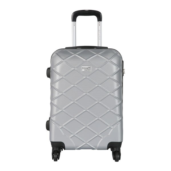 Kabinové zavazadlo na kolečkách ve stříbrné barvě Travel World, 44 l
