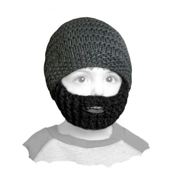 Dětská čepice s odepínatelným plnovousem Beardo, tmavě šedá/černá
