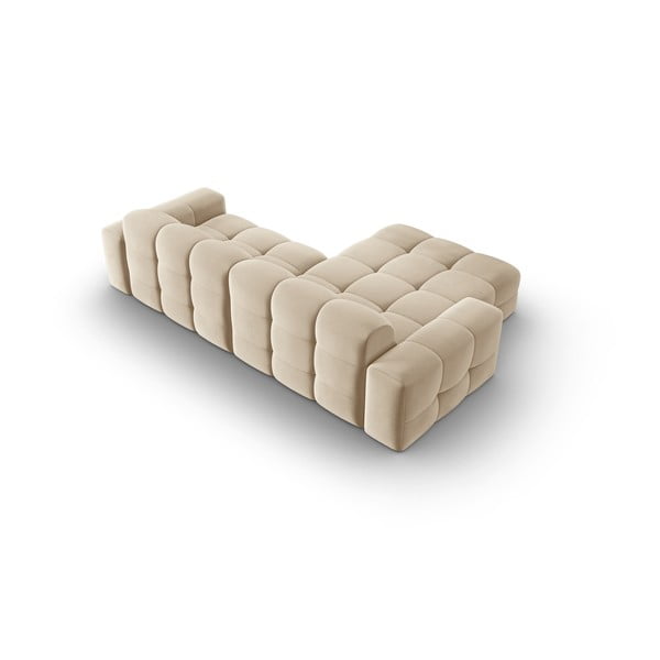 Бежов ъглов диван от кадифе (ляв ъгъл) Kendal - Micadoni Home-image-4