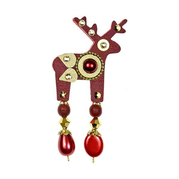 Červená brož Deers Baueri, 4 cm