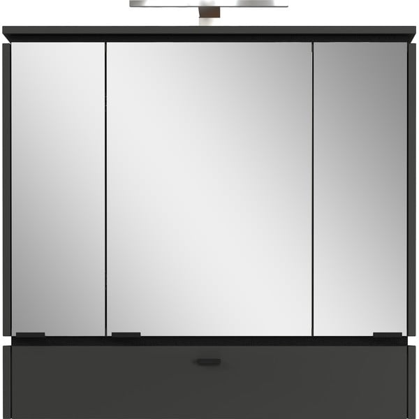 Антрацитен шкаф за баня с огледало и осветление 79x80 cm Modesto - Germania