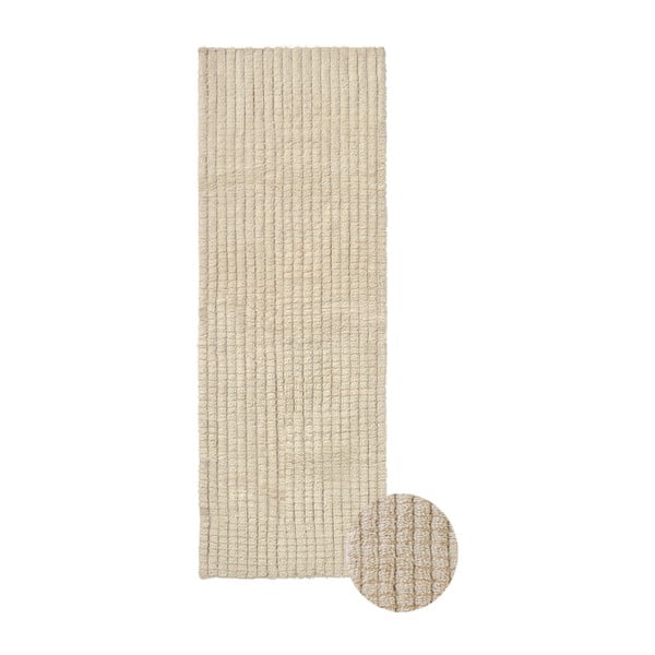 Ръчно изработена бежова вълнена пътека подходяща за пране 80x230 cm Unexpected Wool – Lorena Canals