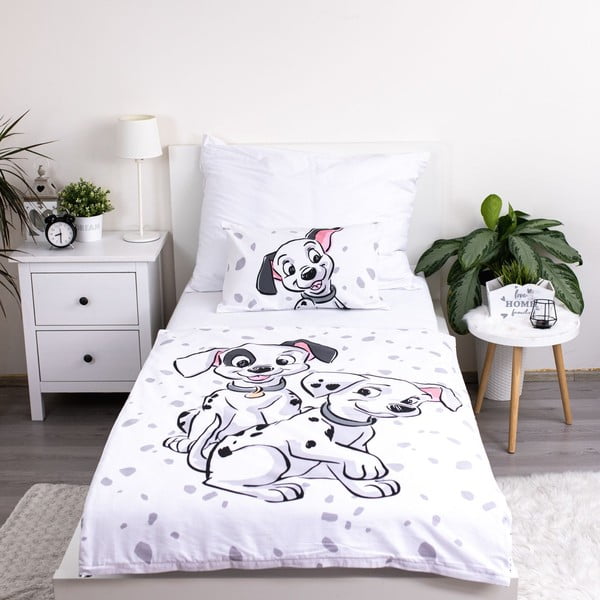 Бяло памучно детско спално бельо 100x135 cm 101 Dalmatians – Jerry Fabrics-image-1