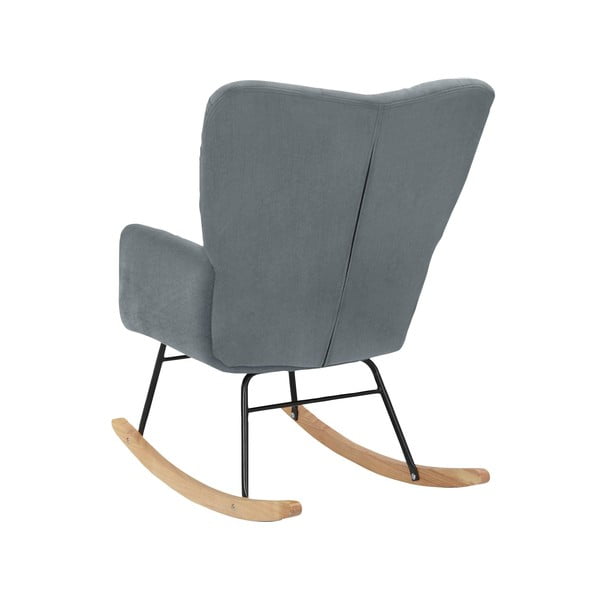 Сиво кадифено люлеещо се кресло Elza – Støraa-image-3