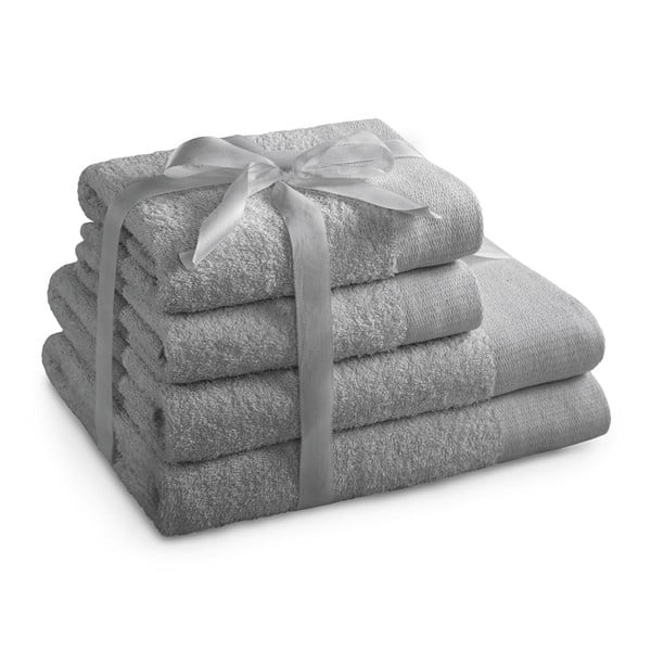 Сиви памучни хавлии и кърпи за баня в комплект 10 бр. от тери Amari – AmeliaHome