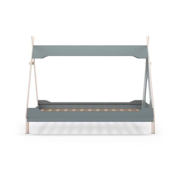 Детско легло тип къща от масивен бор в петролен цвят 90x190 cm Nora – Marckeric-image-3