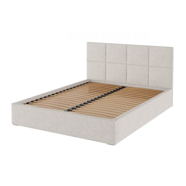 Бежово тапицирано двойно легло с място за съхранение с решетка 180x200 cm Bufo - MESONICA-image-2