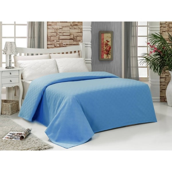 Синя памучна покривка за двойно легло 200x240 cm Blue - Mijolnir