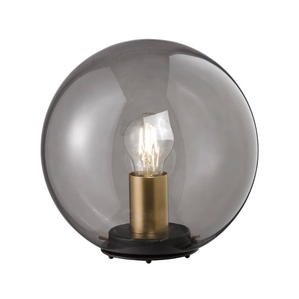 Черна настолна лампа със стъклен абажур Dini – Fischer & Honsel