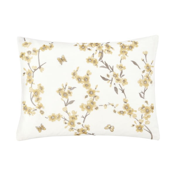 Бяло-жълта възглавница , 30 x 40 cm Embroidered Blossom - Catherine Lansfield