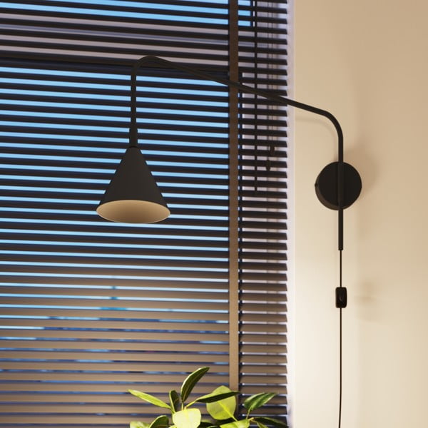 Черна стенна лампа за контакт Zylo – Sollux-image-3
