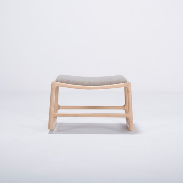 Отоман с дъбова дървена конструкция и сива текстилна седалка Dedo - Gazzda