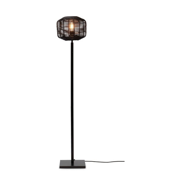 Черна подова лампа с абажур от ратан (височина 130 cm) Tanami - Good&Mojo
