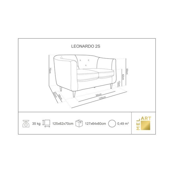 Tyrkysová pohovka Kooko Home Love, 125 cm-image-2