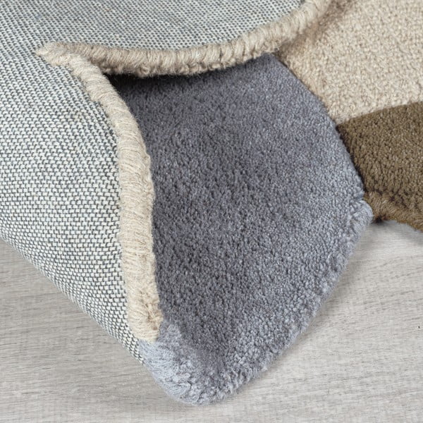 Сиво-бежов ръчно изработен вълнен килим 200x290 cm Mia Scallop Frame – Flair Rugs-image-3