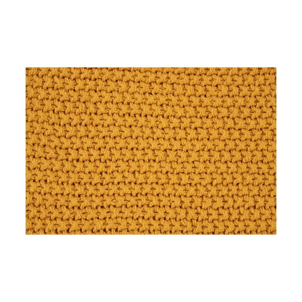 Жълто плетено одеяло от рециклиран памук 130x170 cm Santos – House Nordic-image-2
