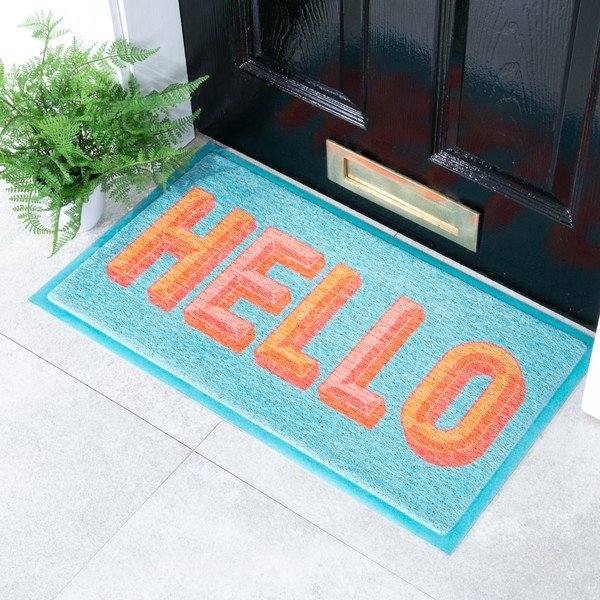 Изтривалка от рециклирана пластмаса 40x70 cm Blue Hello – Artsy Doormats-image-1