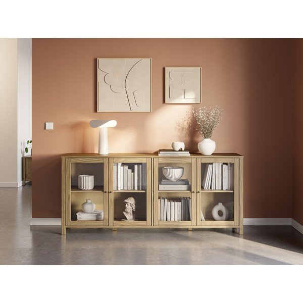 Витрина от масивен бор в естествен цвят 186x80x40 cm Alessandra – Marckeric-image-1