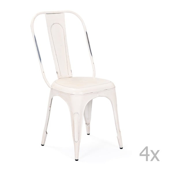 Комплект от 4 бели метални трапезни стола Aix - Interlink