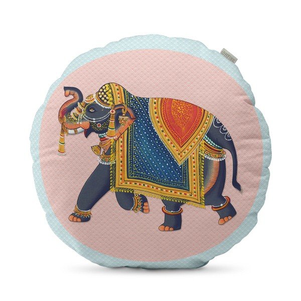 Памучна възглавница Kandula Pink Elephant, ⌀ 50 cm - HF Living