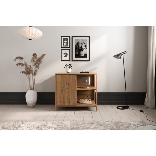 Шкафче от масивен дъб в естествен цвят 95x80 cm Twig – The Beds-image-1