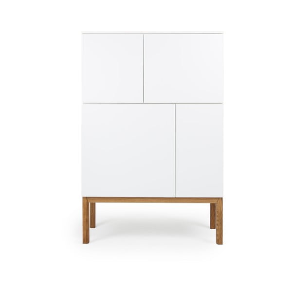 Бял скрин с четири врати и дъбови крака , 92 x 138 cm Patch - Tenzo