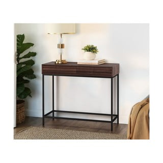 Тъмнокафява конзолна маса с орехов плот 35x90 cm Celine – Støraa