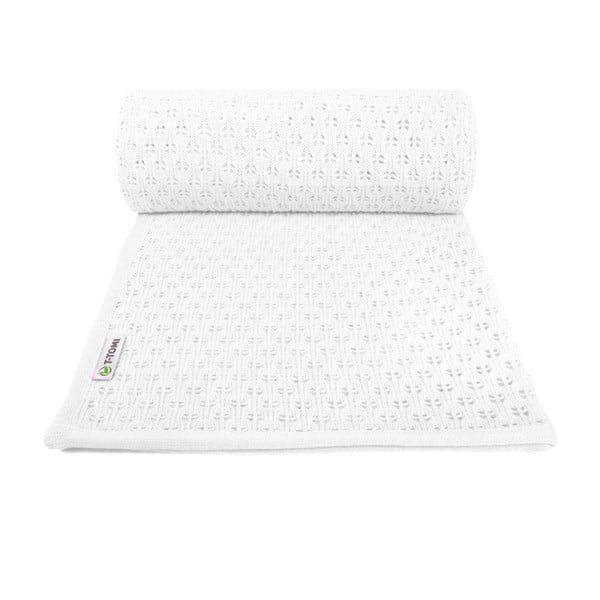 Бяло плетено бебешко одеяло със съдържание на памук , 80 x 100 cm Summer - T-TOMI