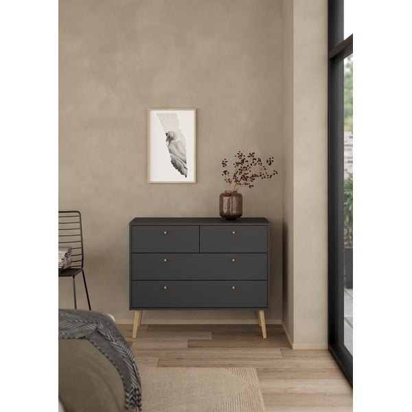 Антрацит нисък скрин 99x82 cm Bodo - Tvilum-image-1