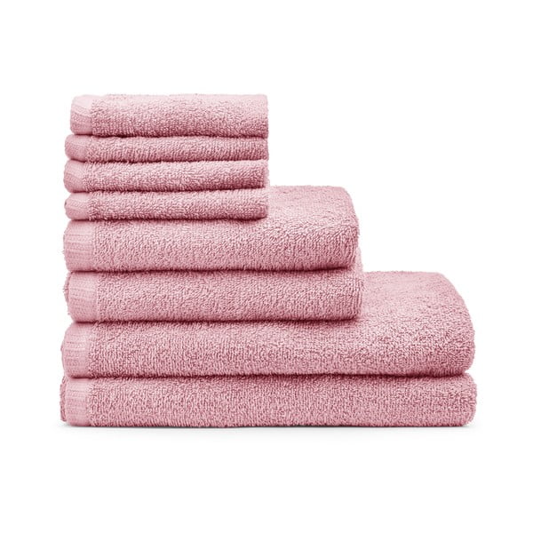 Розови бързосъхнещи /от тери памучни хавлии и кърпи за баня в комплект 8 бр. Quick Dry – Catherine Lansfield