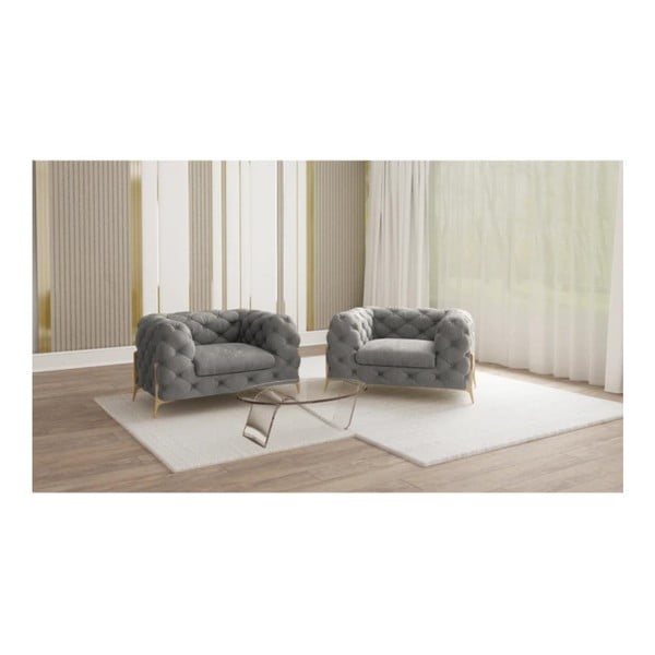 Сиво кадифено кресло Chelsea Bis – Ropez-image-1