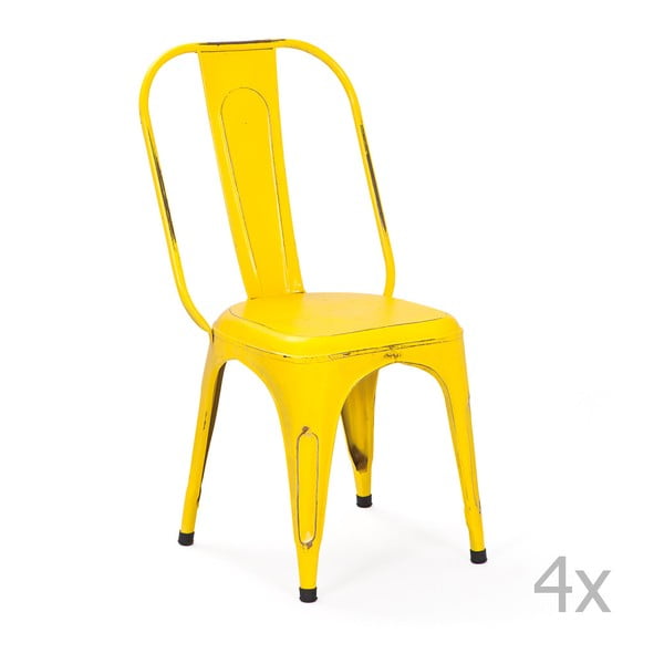 Комплект от 4 жълти метални трапезни стола Aix - Interlink