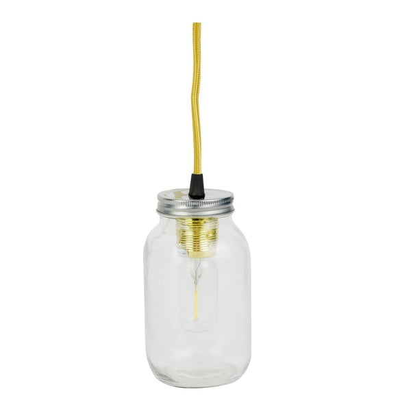Лампа за окачен таван с жълт кабел Mason Jar Lamp Wire - Le Studio
