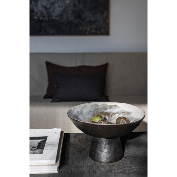 Глинена купа в цвят цлонова кост и черно ø 31,5 cm By Hand  – Mette Ditmer Denmark-image-3